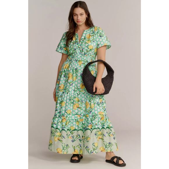 nwt by ANTHRPOLOGIE sz 3X Somerset Maxi Dress: Lemons Motif - Picture 1 of 5